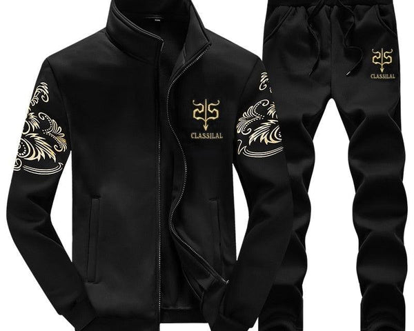 Men's Zipper Sweat Suit Set